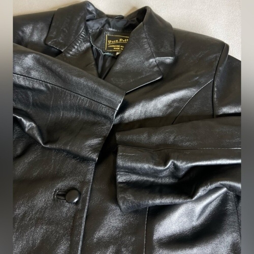 Vera Pelle Italian Black Leather Jacket Size 44/12 - Picture 10 of 16